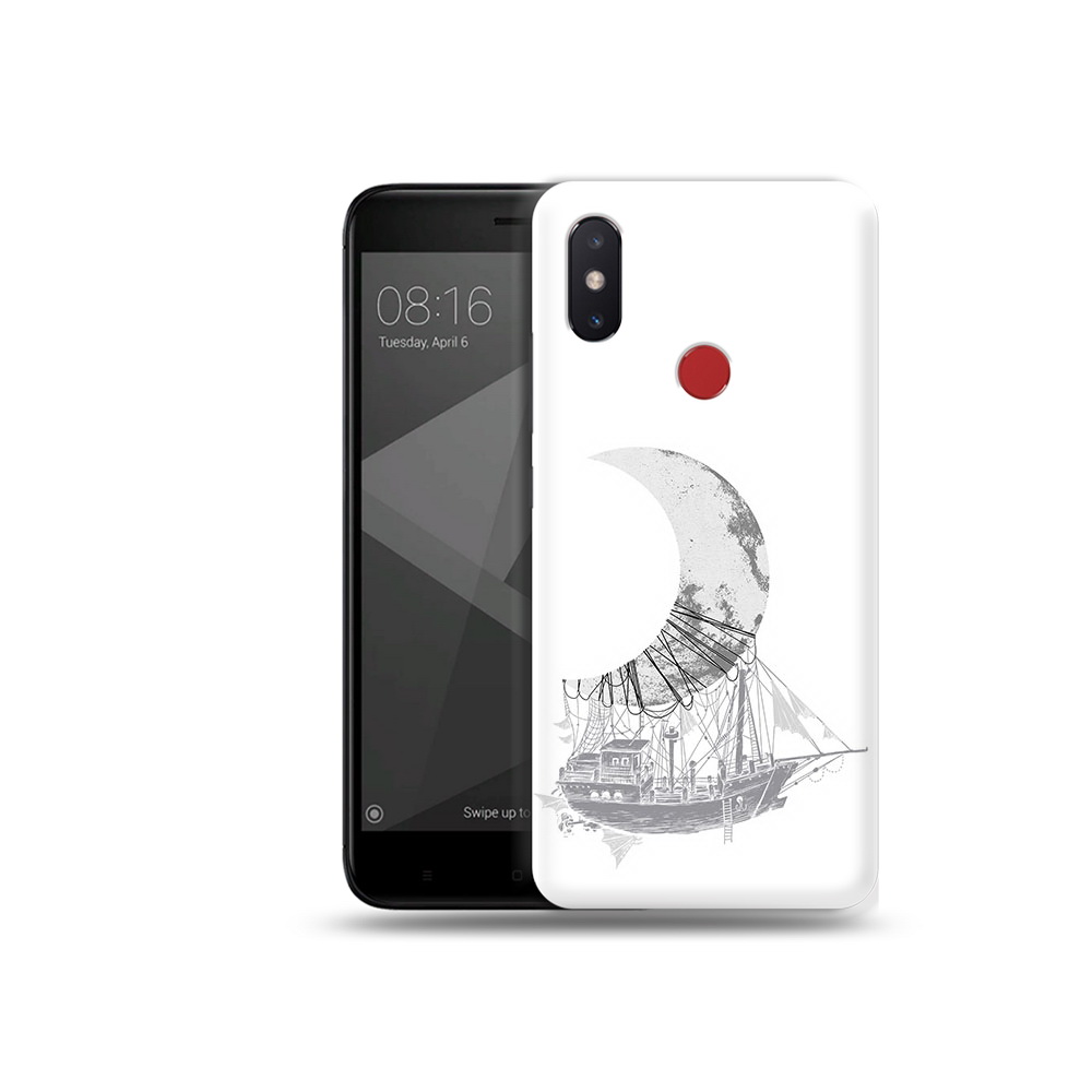 

Чехол MyPads Tocco для Xiaomi Mi 8 SE черно белый корабль полумесяц (PT113500.331.684), Прозрачный, Tocco
