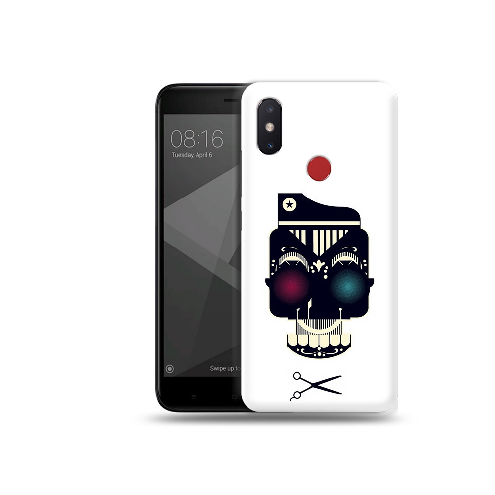 

Чехол MyPads Tocco для Xiaomi Mi 8 SE черно белый скелет с яркими глазами, Прозрачный, Tocco