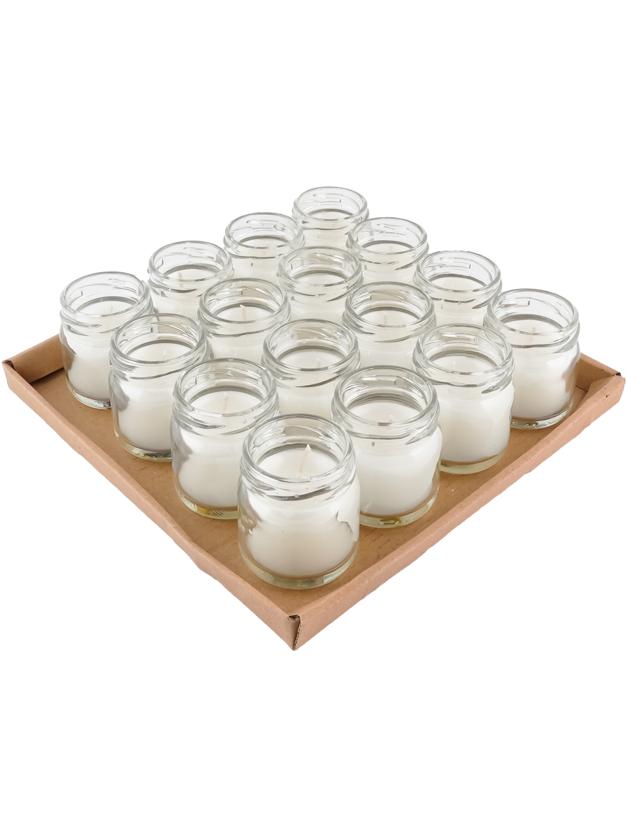 

Свеча в стекле HorizonCandle белая h45d50 мм 16 шт/уп, Белый