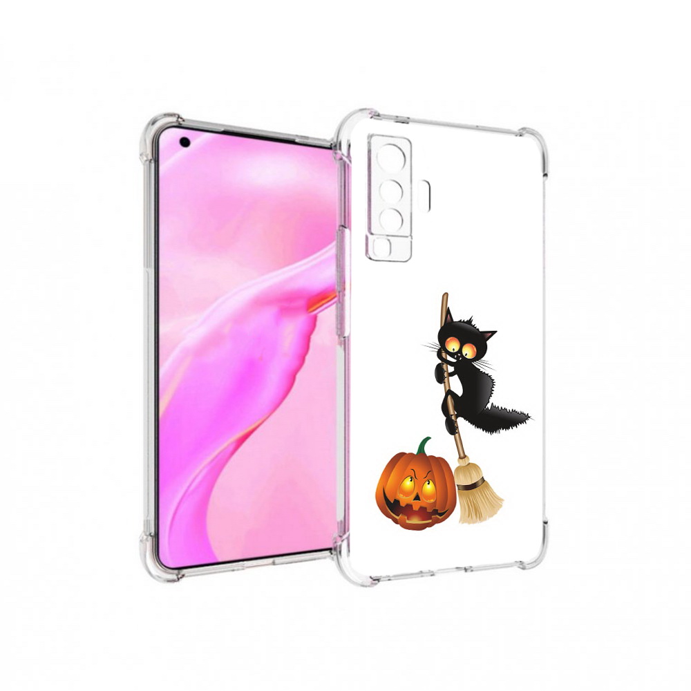 Чехол MyPads Tocco для Vivo X50 хэлуинский котик (PT226969.391.667)