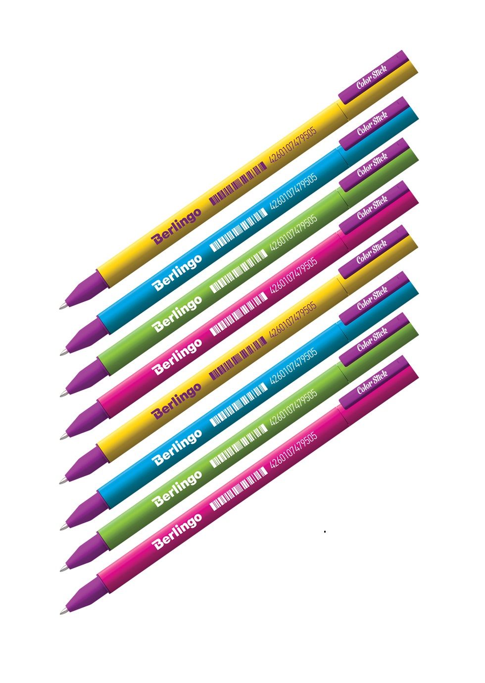 

Набор из 8 шт. Ручка гелевая Berlingo Color Stick черная, 0,5 мм, корпус ассорти