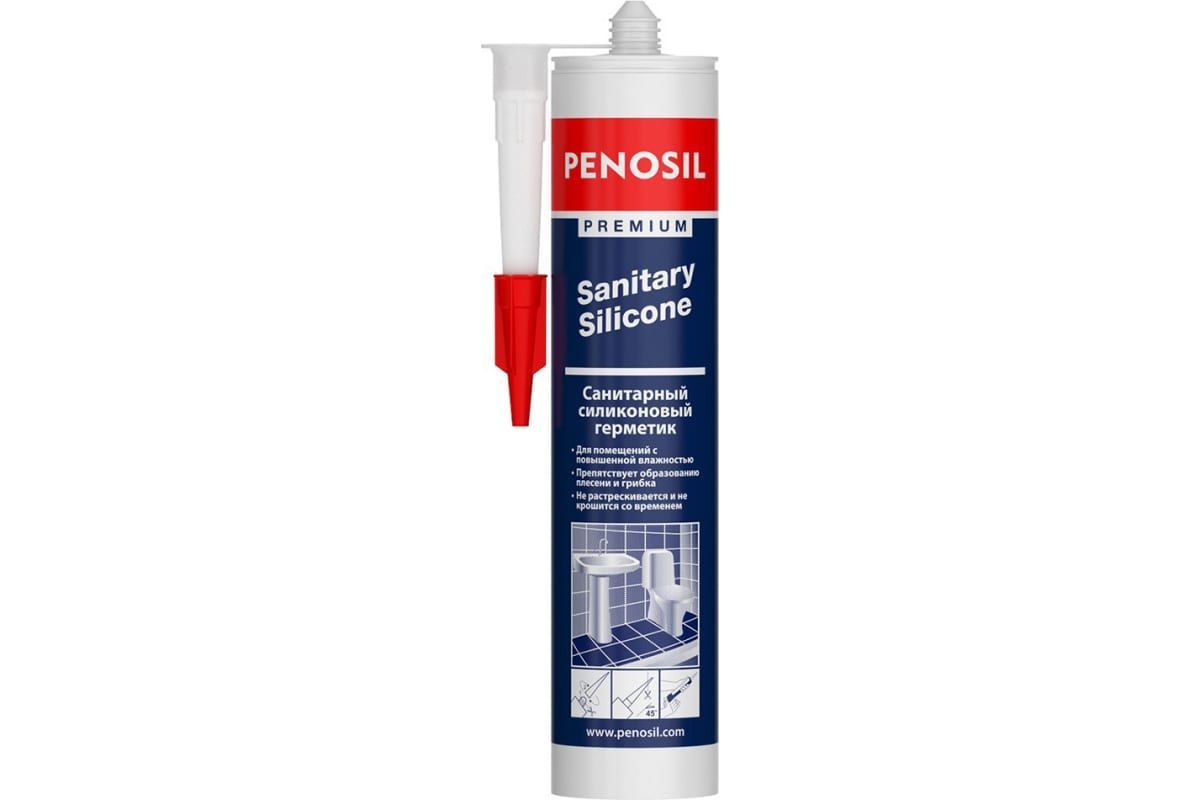 ПЕНОСИЛ Premium Sanitary Silicone Герметик прозрачный (280мл)