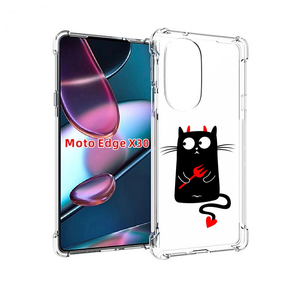 

Чехол MyPads Кот демон для Motorola Moto Edge X30, Прозрачный, Tocco