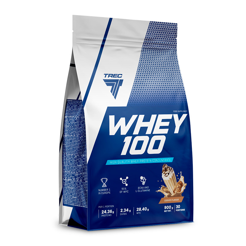 фото Протеин trec nutrition whey 100, 900 г, cookies & cream
