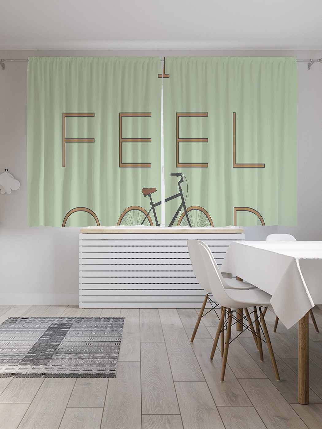 фото Классические шторы joyarty "велосипедное настроение", oxford delux, 2 полотна 145x180 см
