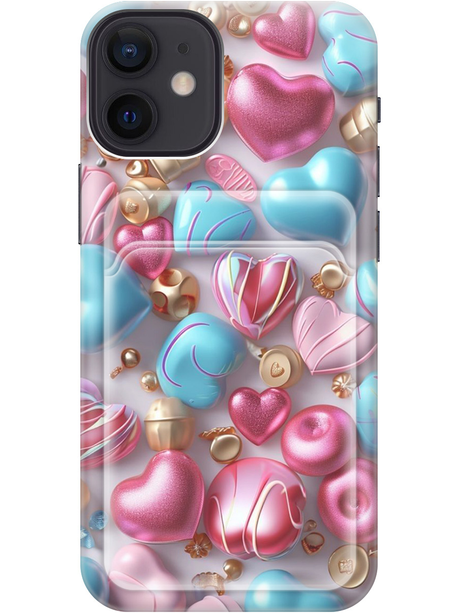 

Силиконовый чехол на Apple iPhone 12 Mini с принтом с карманом для карты прозрачный 789140, Голубой;прозрачный;розовый, 723374091