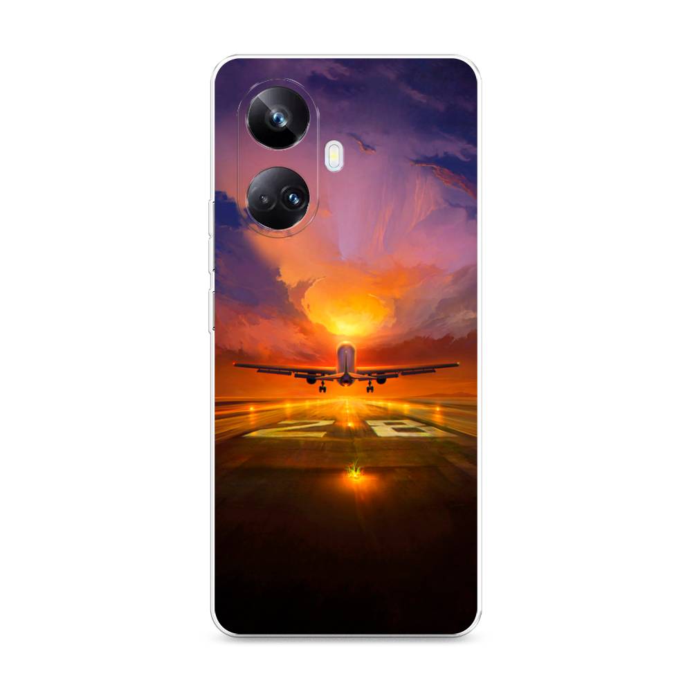 

Чехол на Realme 10 Pro+ "Самолет на посадке", Оранжевый;синий, 2512350-6