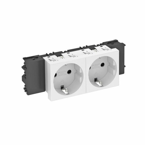 Розетка 2-м Modul45connect STD-D0C RW2 16А 250В 0град. с заземл. защ. шторки бел.