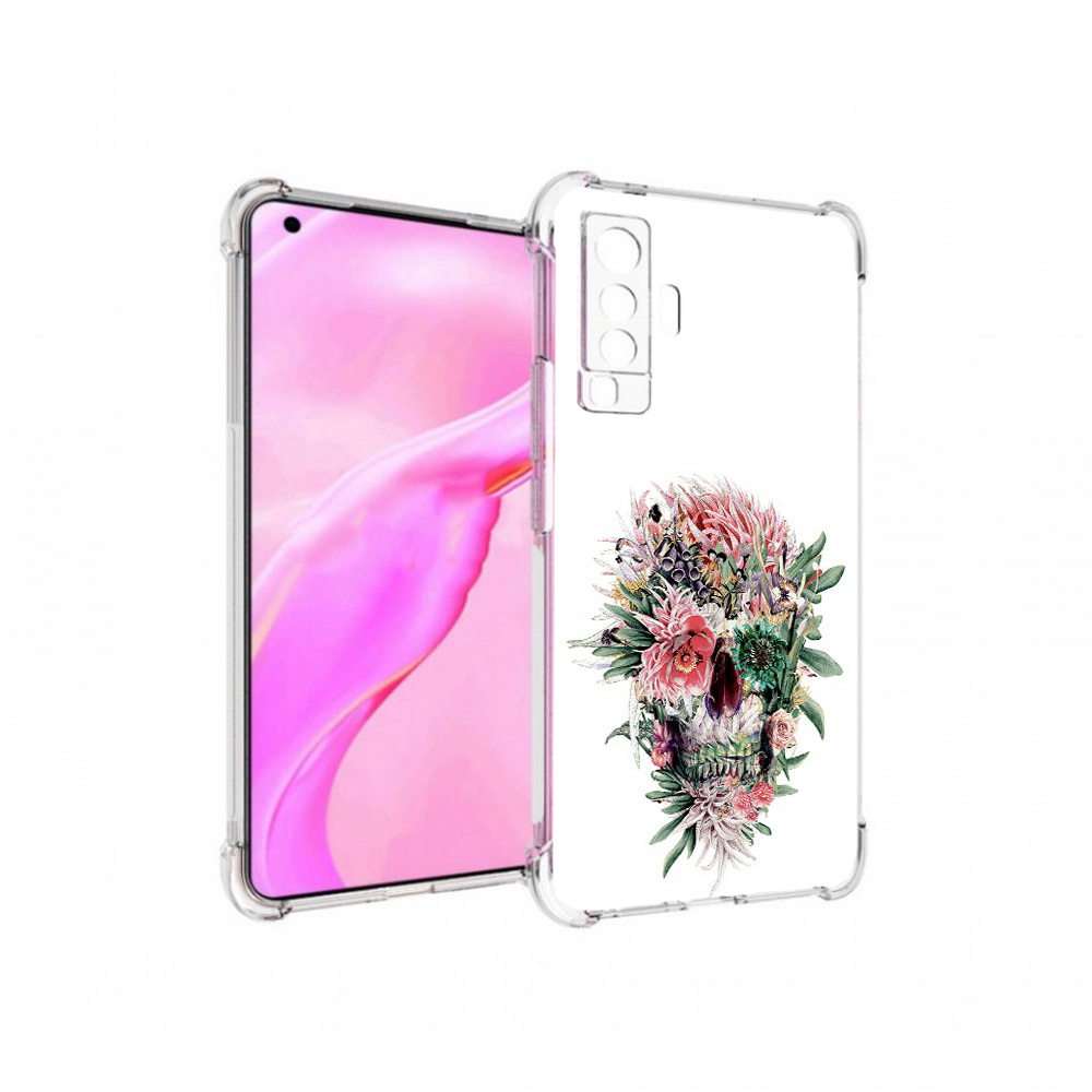 

Чехол MyPads Tocco для Vivo X50 череп из цветов (PT226969.391.677), Прозрачный, Tocco