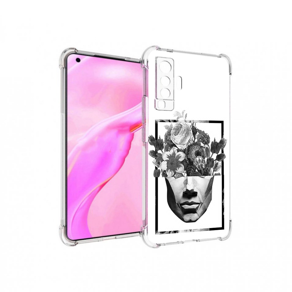 

Чехол MyPads Tocco для Vivo X50 черно белая ваза в абстракции (PT226969.391.678), Прозрачный, Tocco