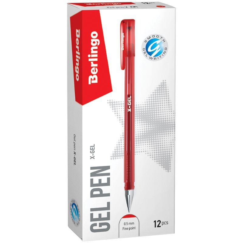 

Набор из 12 шт. Ручка гелевая Berlingo X-Gel красная, 0,5 мм
