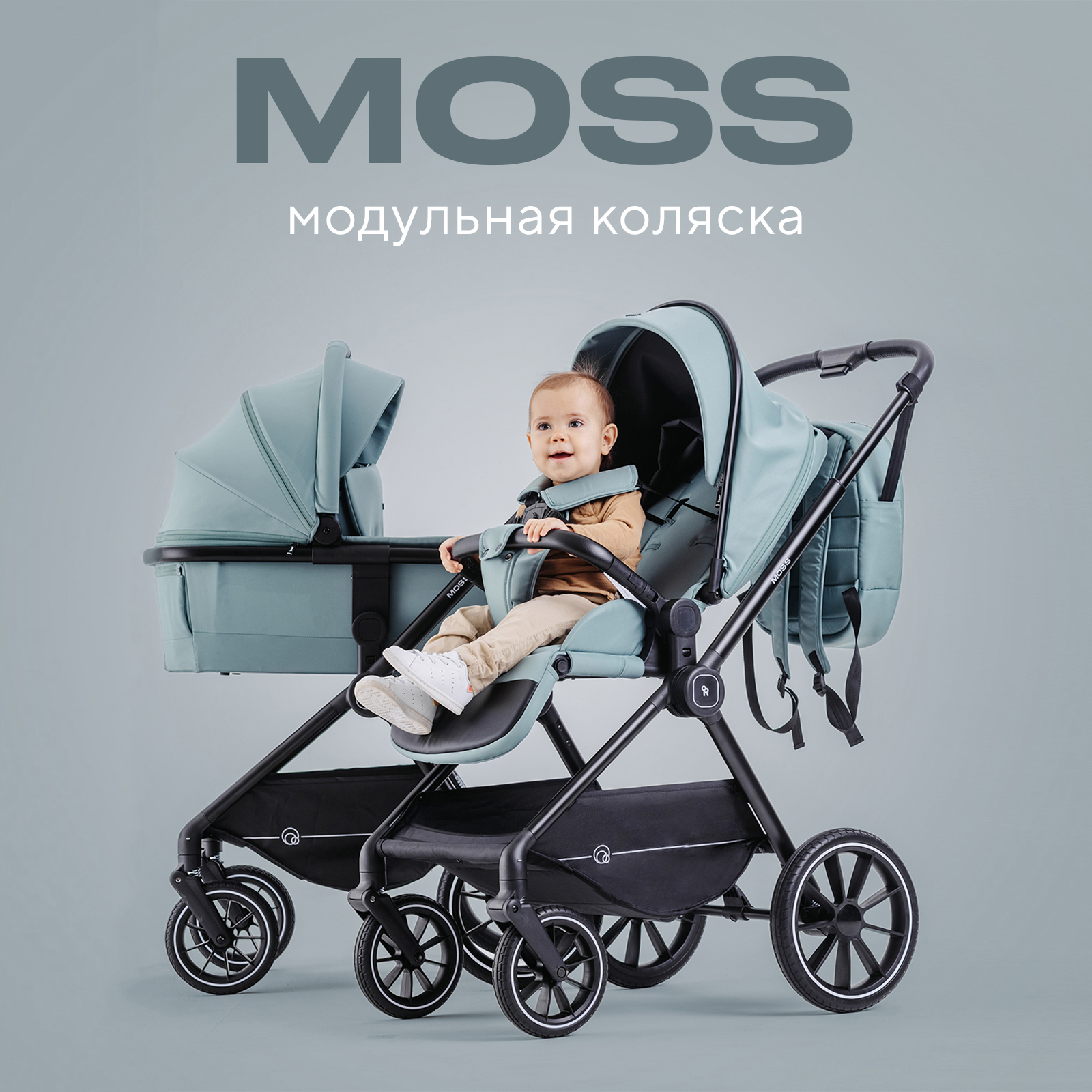 

Коляска детская универсальная всесезонная 2 в 1 RANT MOSS Sage green, MOSS