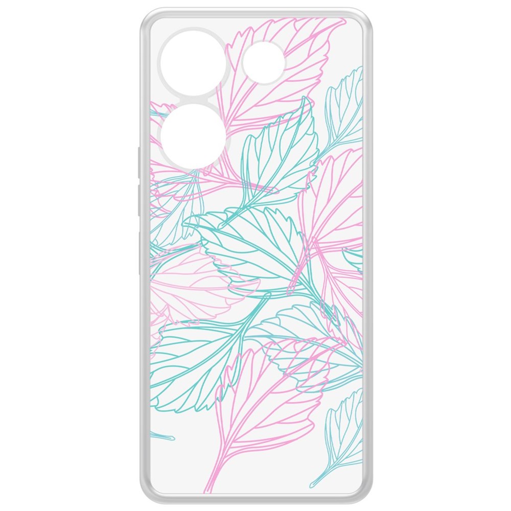 

Чехол-накладка Krutoff Clear Case Листья паттерн для TECNO Camon 20 Pro, Прозрачный