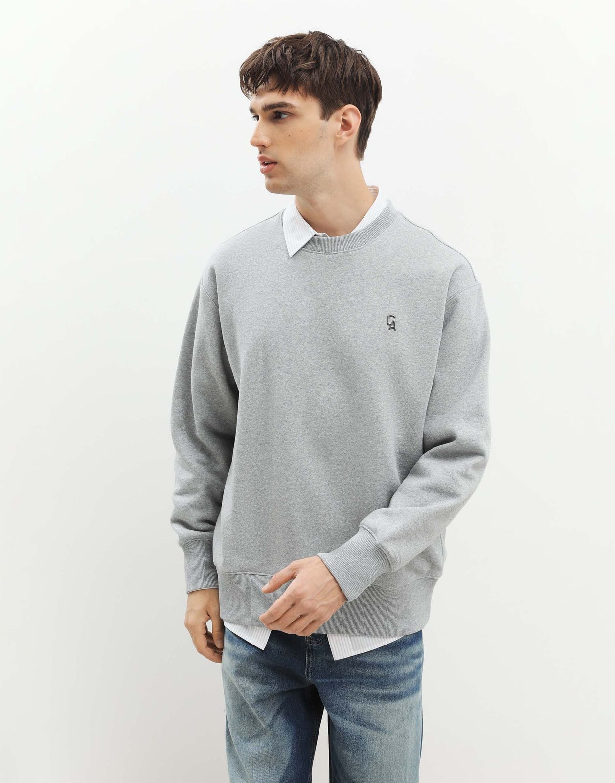 

Свитшот мужской Gloria Jeans BAC013344 серый меланж S/182, BAC013344