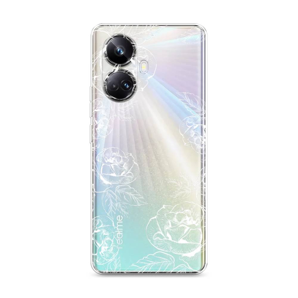 

Чехол на Realme 10 Pro+ "Розы графика", Черный;серый, 2512350-2