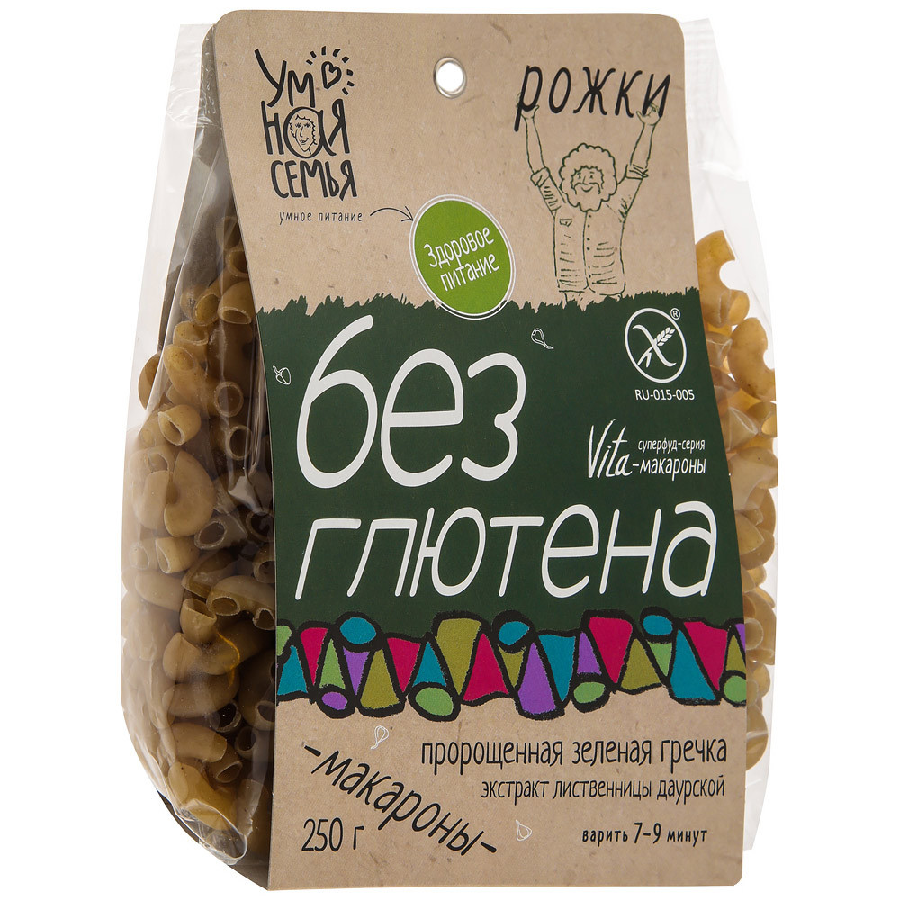 

Макаронные изделия Умная Семья Vita Рожки без глютена 250 г