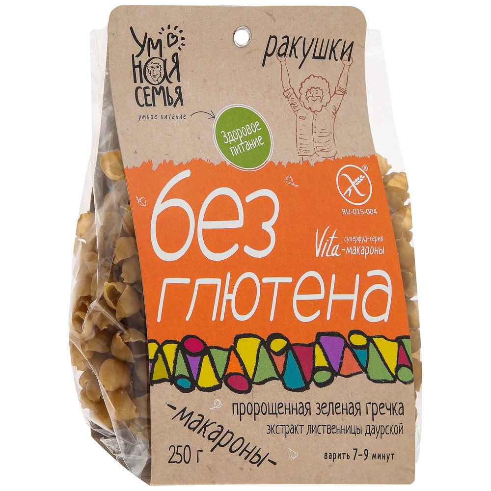 

Макаронные изделия Умная Семья Vita Ракушки без глютена 250 г