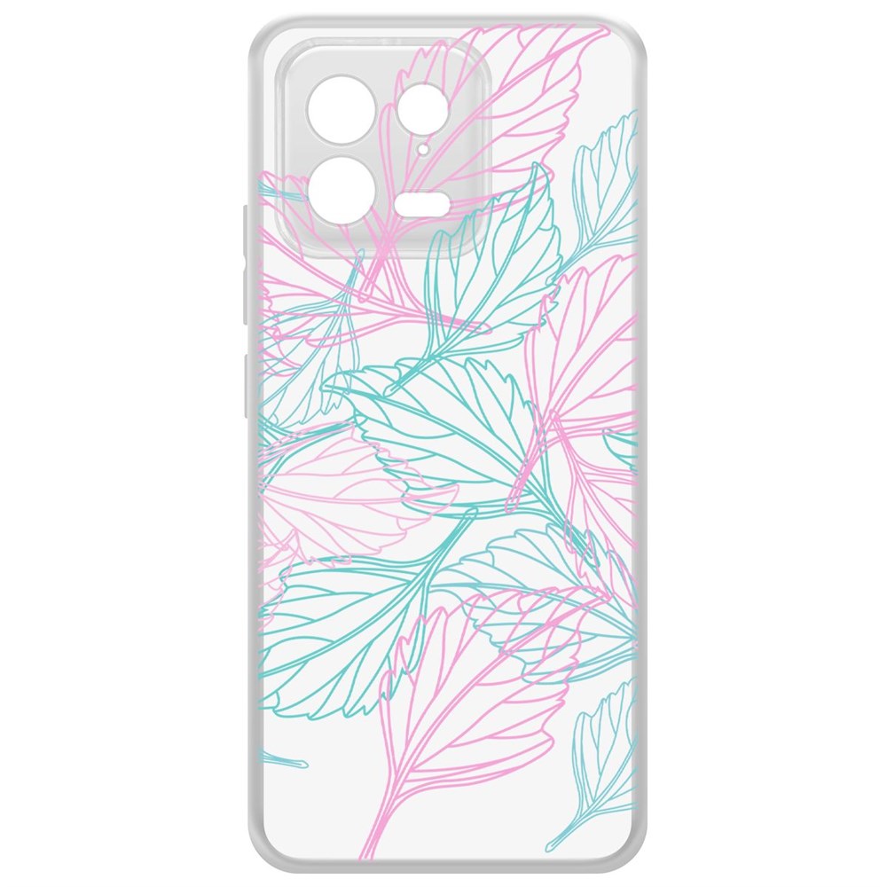 

Чехол-накладка Krutoff Clear Case Листья паттерн для Xiaomi 13, Прозрачный