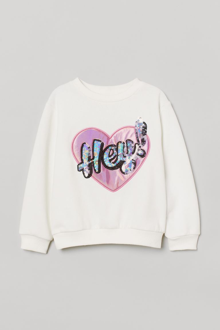 Свитшот H&M для девочек, белый-001, размер 110/116, 922697001