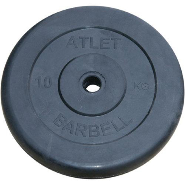 фото Atlet диски обрезиненные, чёрного цвета, 26 мм, 10 кг, atlet mb-atletb26-10 mb barbell