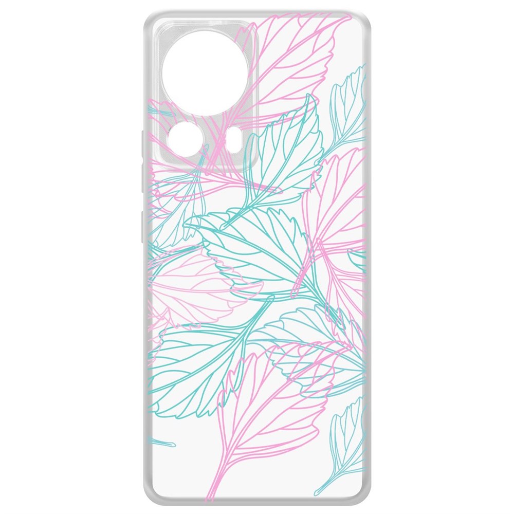 

Чехол-накладка Krutoff Clear Case Листья паттерн для Xiaomi 13 Lite, Прозрачный