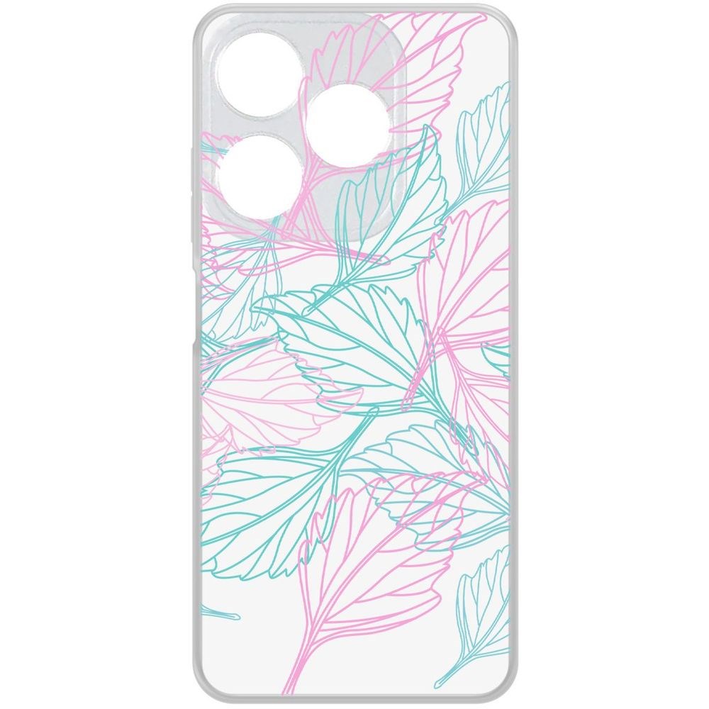

Чехол-накладка Krutoff Clear Case Листья паттерн для TECNO Spark 10, Прозрачный