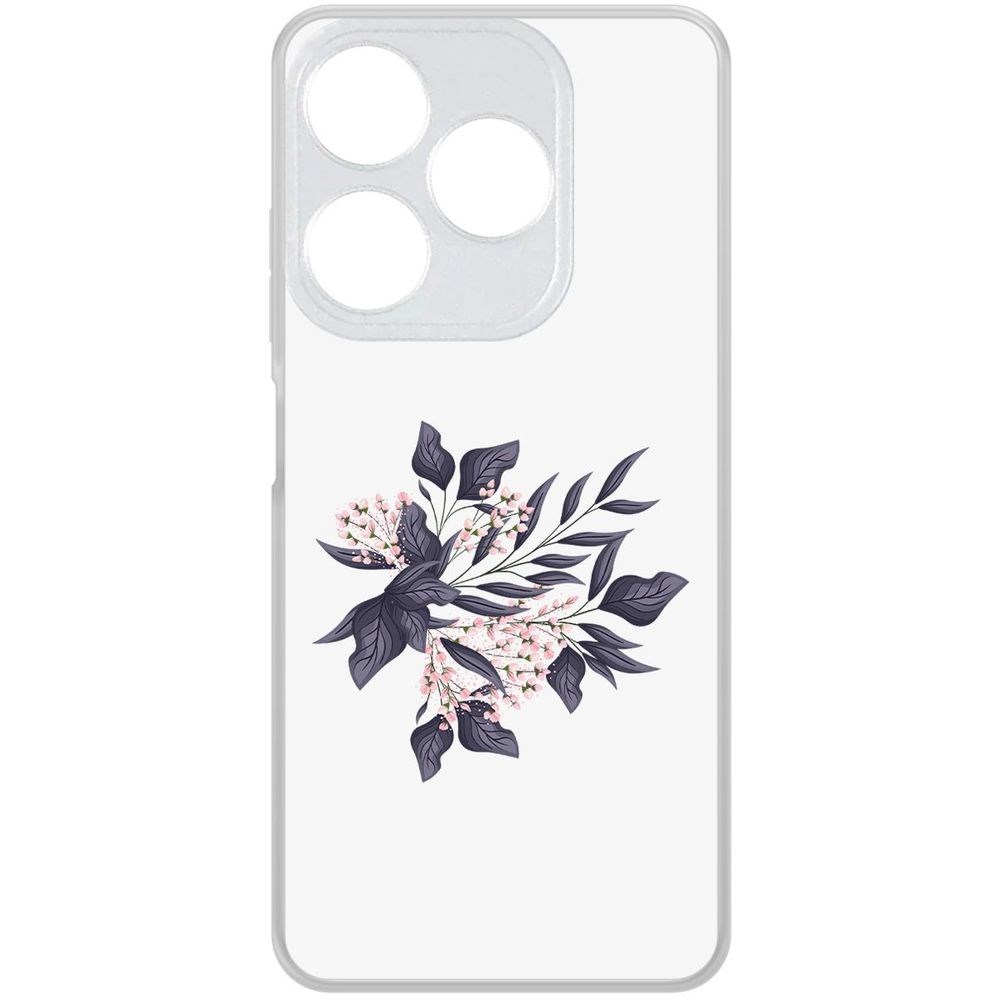 

Чехол-накладка Krutoff Clear Case Розовые бутоны для TECNO Spark 10, Прозрачный