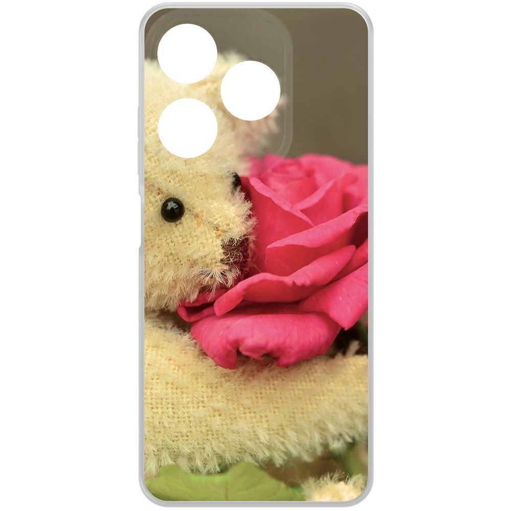 

Чехол-накладка Krutoff Clear Case Медвежонок с розой для TECNO Spark 10C, Прозрачный