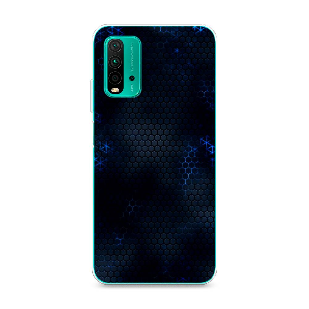 фото Силиконовый чехол "фон соты синие" на xiaomi redmi 9t awog