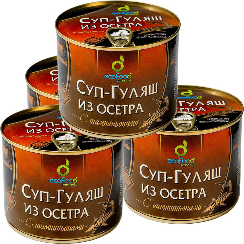 

Суп гуляш ECOFOOD из осетра с шампиньонами, 530 г * 4 шт