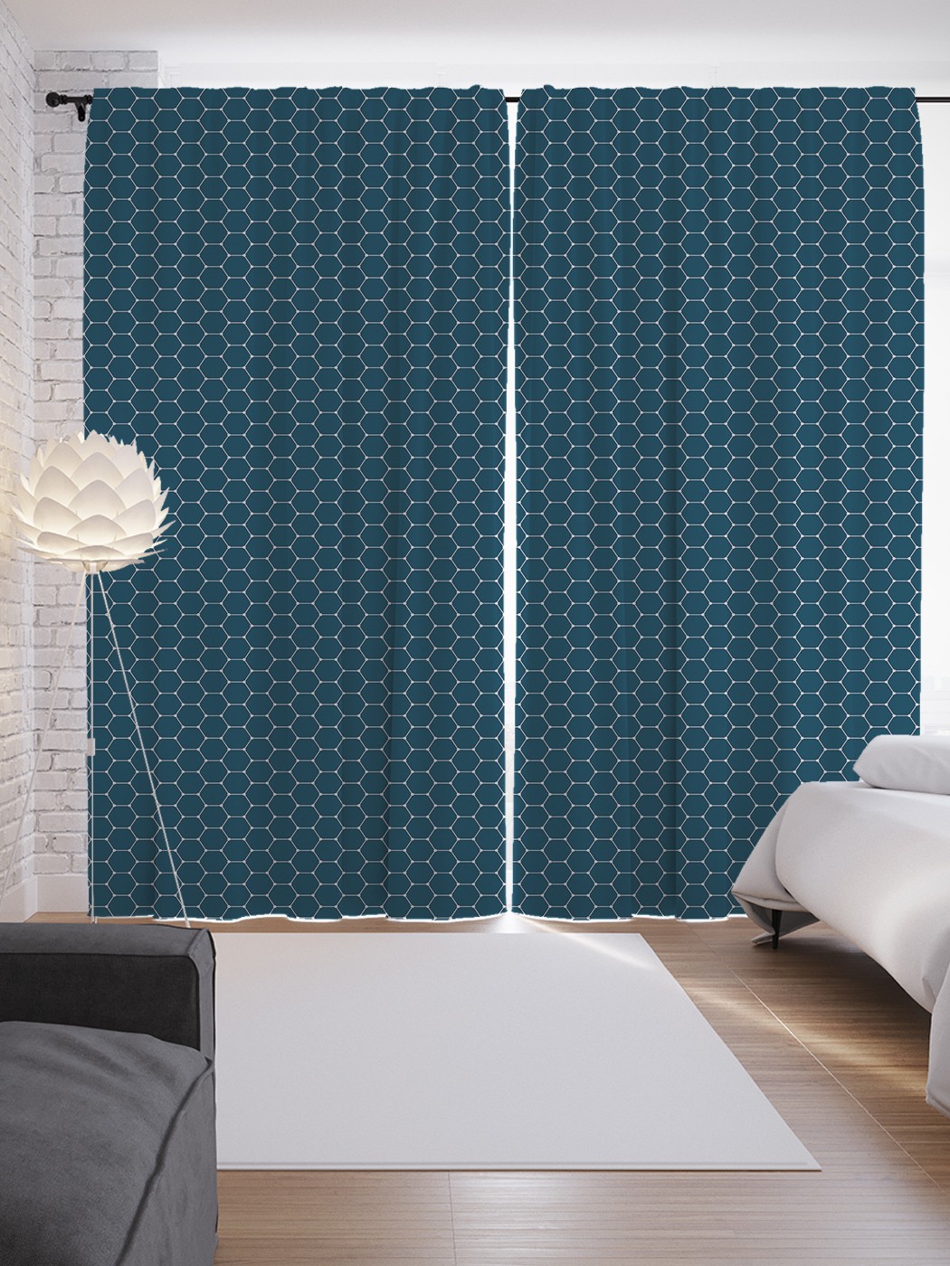 

Шторы с фотопечатью JoyArty "Шестигранники с точкой" из сатена, 290х265 см, Шестигранники с точкой