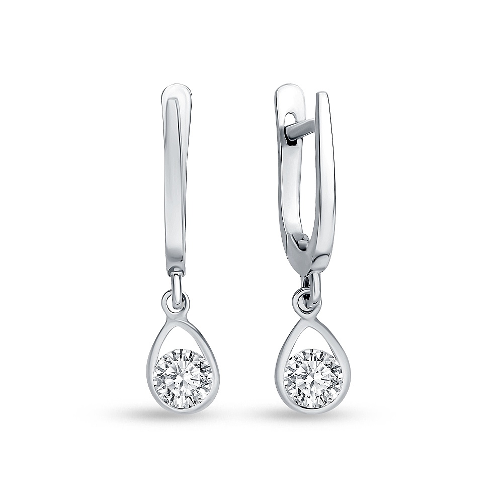 

Серьги подвески из серебра 585Gold 702011072, фианит, 702011072
