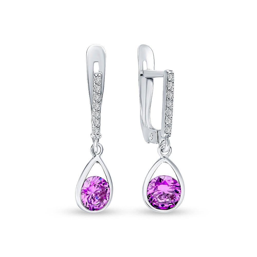 

Серьги подвески из серебра 585Gold 702011074, фианит, 702011074