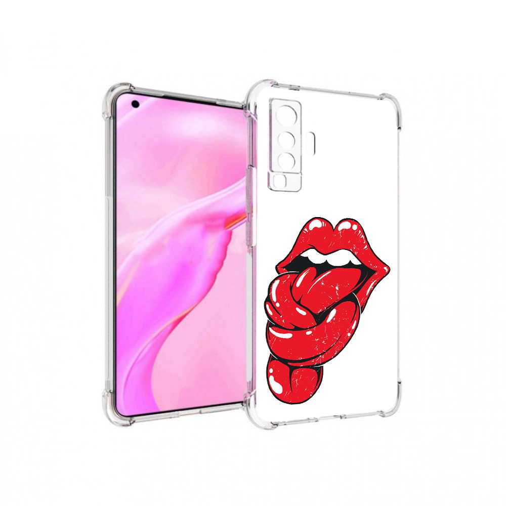 

Чехол MyPads Tocco для Vivo X50 яркие губы с языком (PT226969.391.705), Прозрачный, Tocco