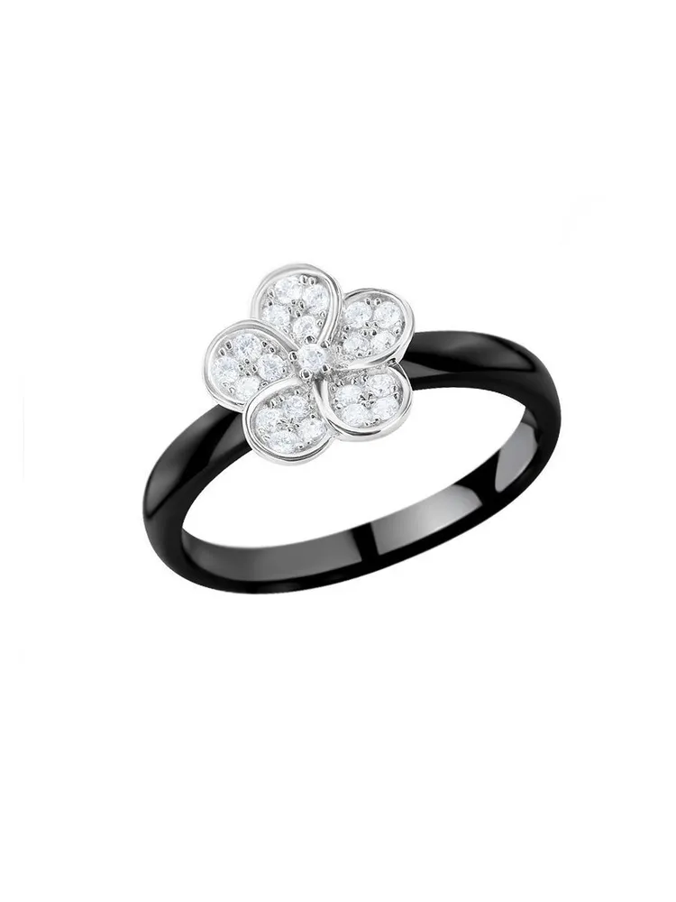 

Кольцо из серебра и керамики р.  VALTERA 077529, фианит, 077529
