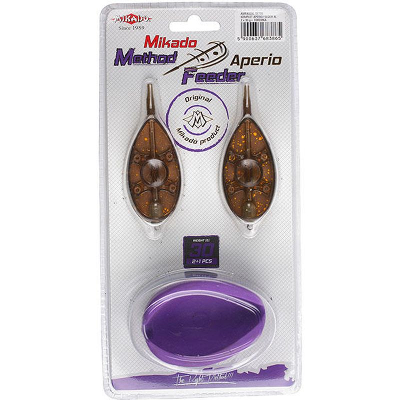 

Набор методных кормушек Mikado Aperio XL 2x60 г. + форма, Коричневый, Aperio XL