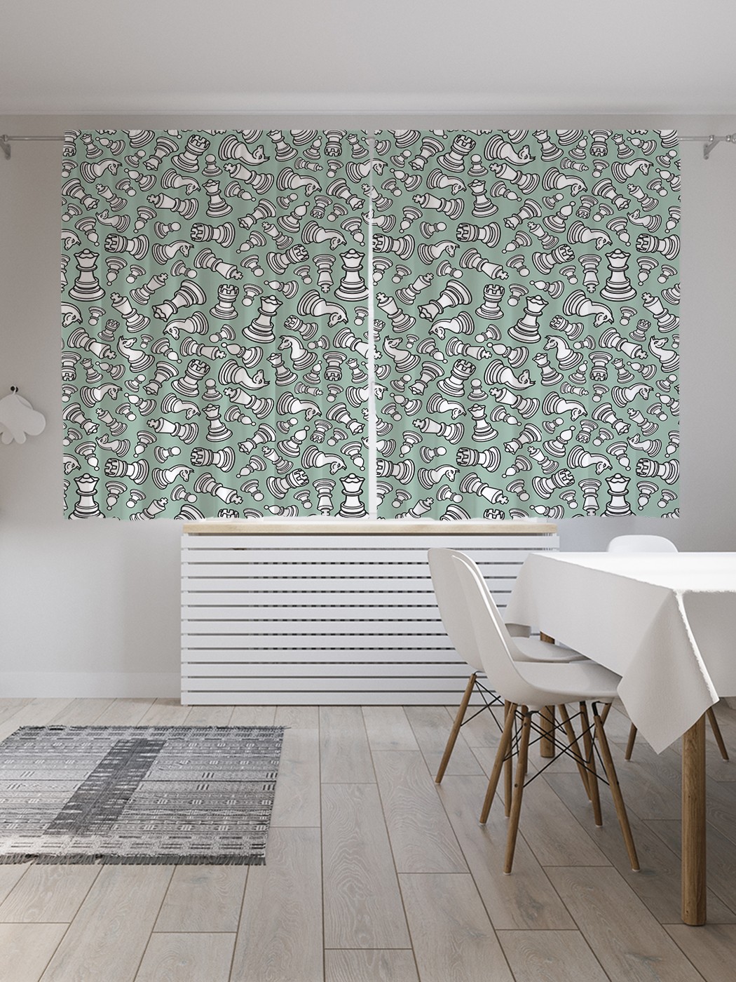 

Шторы JoyArty "Графические шахматные фигуры", Oxford DeLux, 2 полотна 145x180 см, Графические шахматные фигуры