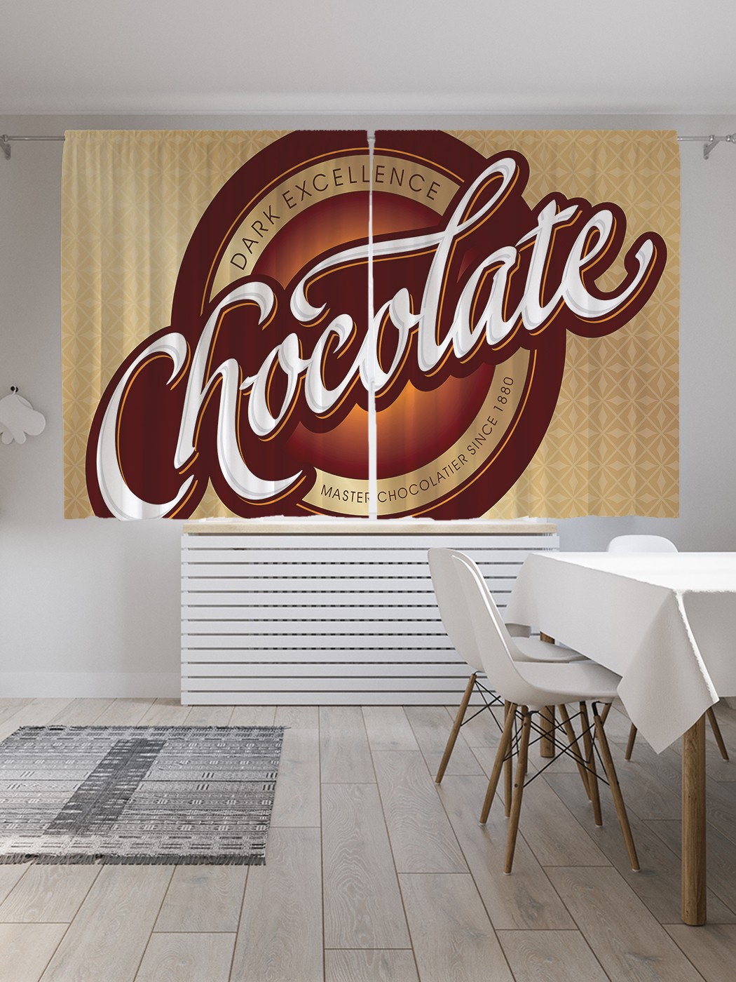 

Классические шторы JoyArty "Шоколад логотип", серия Oxford DeLux, 2 полотна 145x180 см, Шоколад логотип
