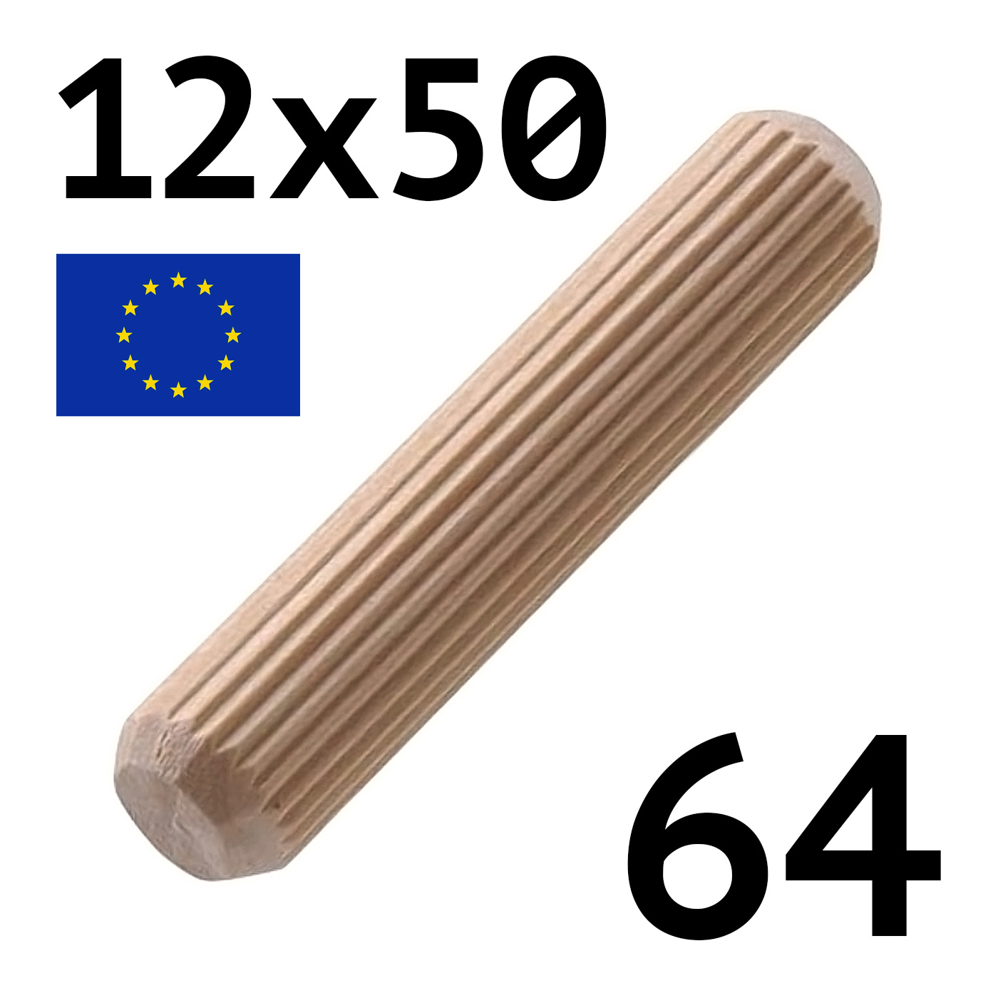 

Шкант Lutrella 12х50 мм мебельный деревянный (бук), 64 шт., калиброванный арт.3781, Бежевый