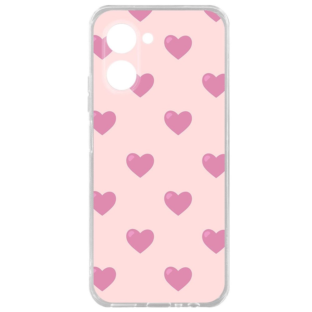 

Чехол-накладка Krutoff Clear Case Пурпурные сердца для Realme C33 2023, Прозрачный