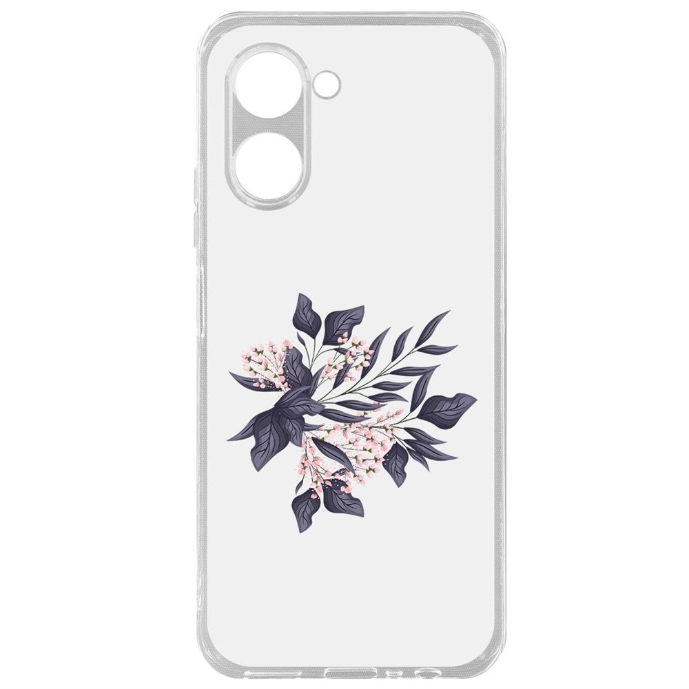 

Чехол-накладка Krutoff Clear Case Розовые бутоны для Realme C33 2023, Прозрачный