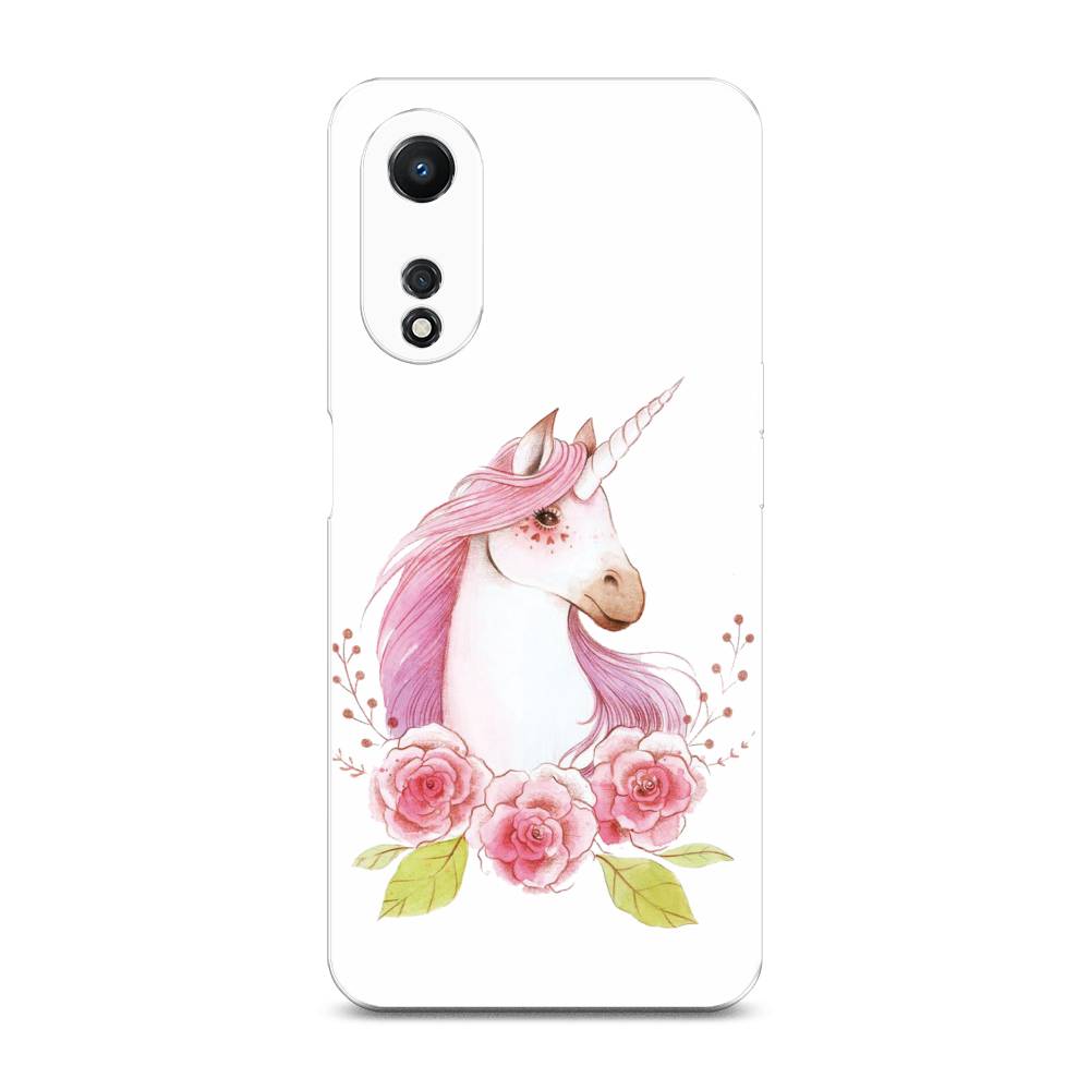 

Чехол для Oppo A58 5G "Единорог цветы", Белый;розовый;серый, 2512450-1