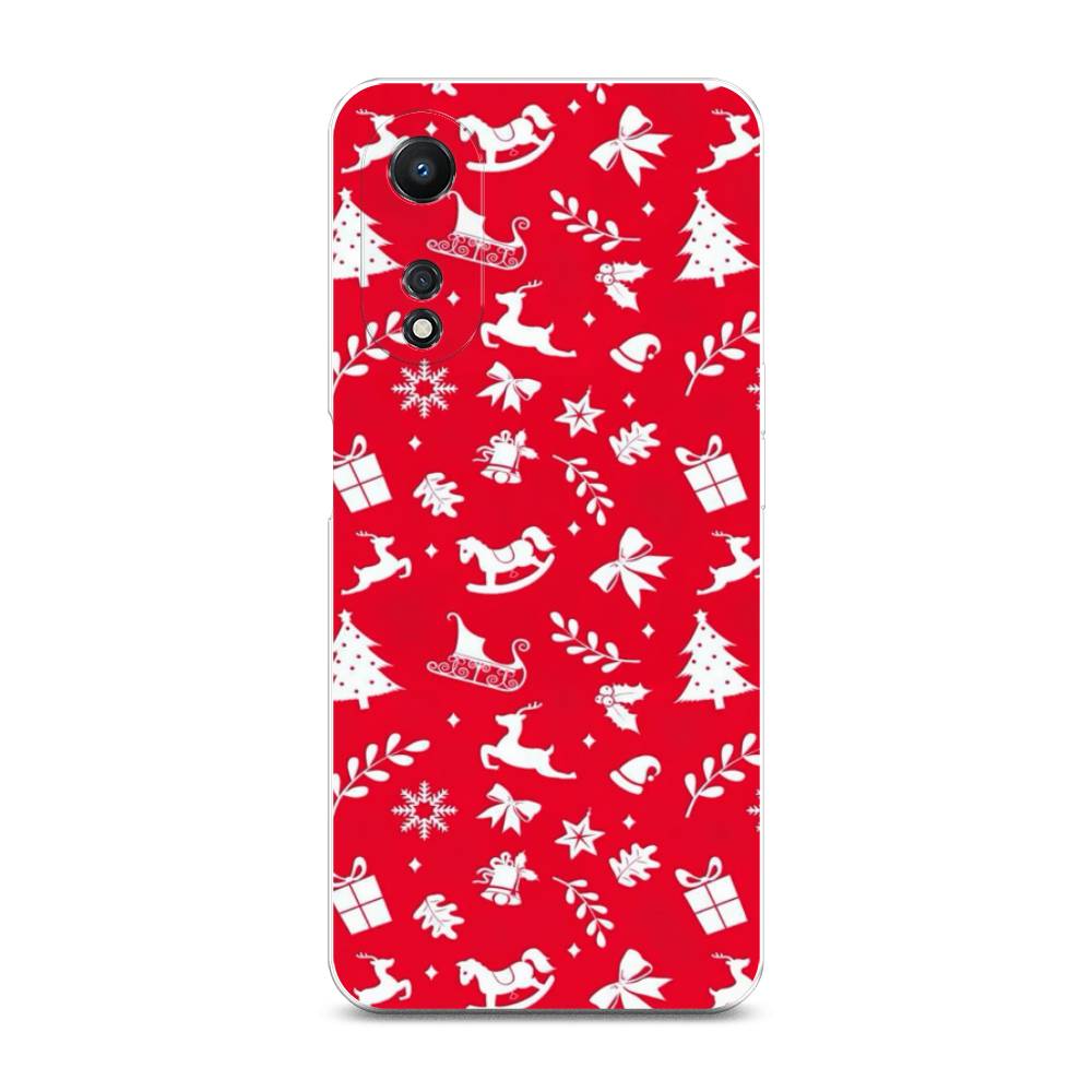 

Чехол для Oppo A58 5G "Красный новогодний фон", Красный;белый, 2512450-5