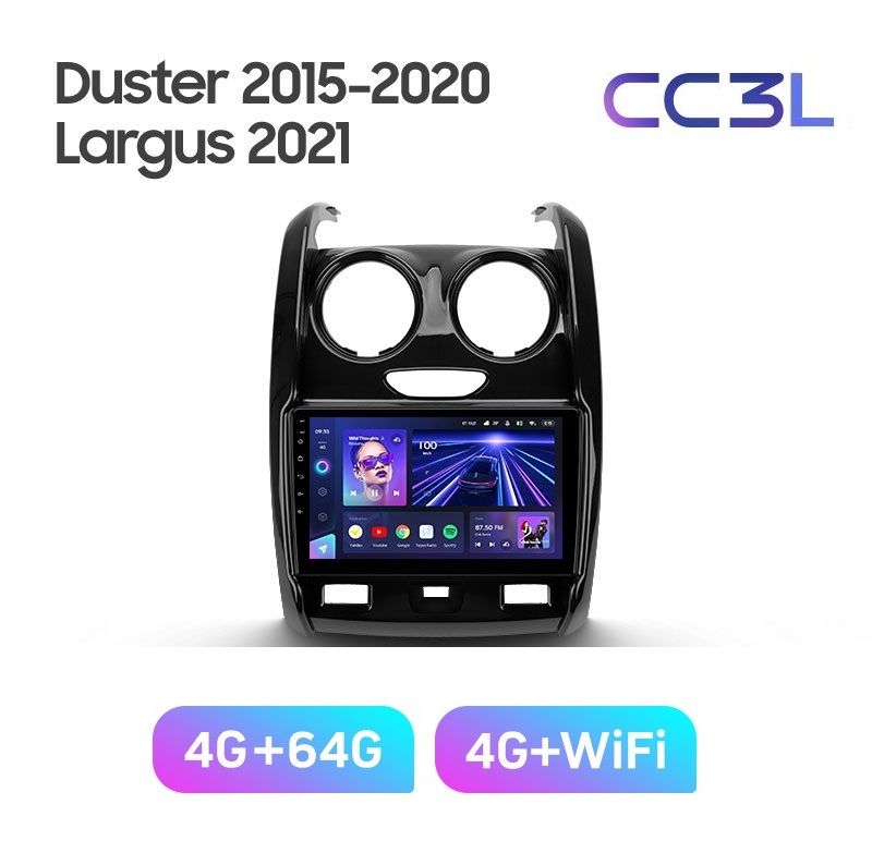 

Магнитола TEYES RENAULT DUSTER 2015-2020 г. /LADA LARGUS 2021+ г. CC3L 4/64ГБ