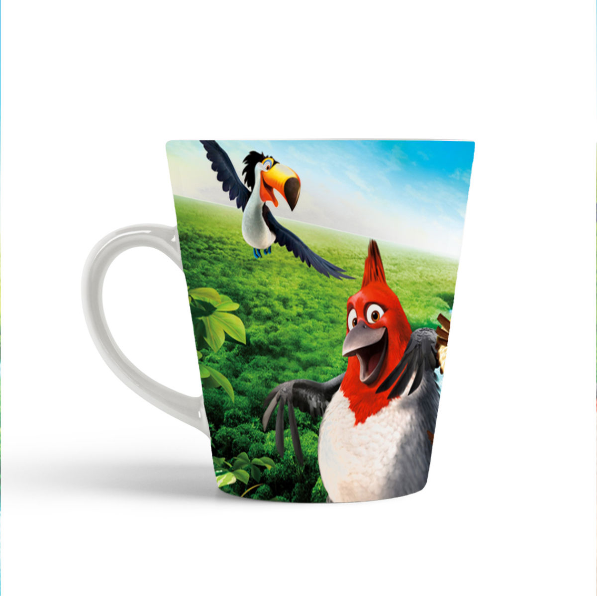 

Конусная кружка CoolPodarok Мультфильм.Рио на фоне леса птицы