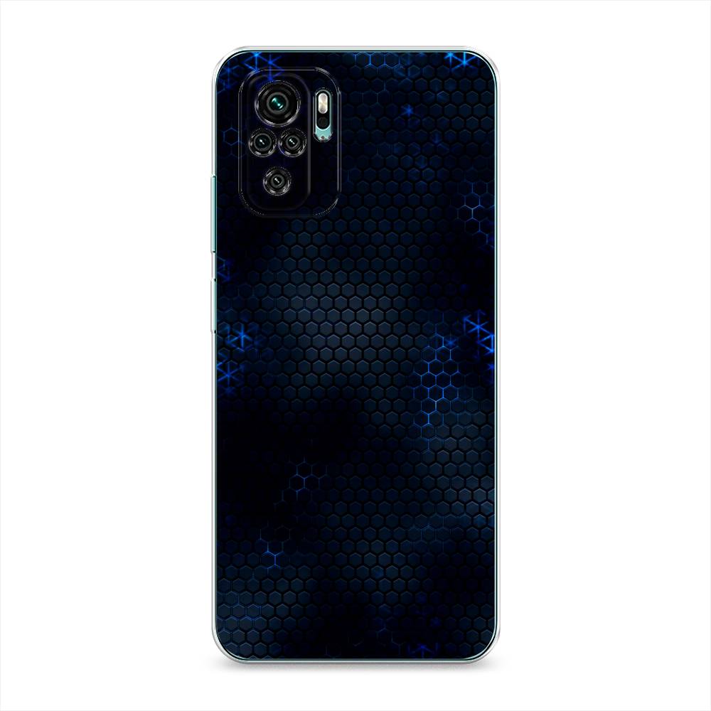 фото Силиконовый чехол "фон соты синие" на xiaomi redmi note 10s awog