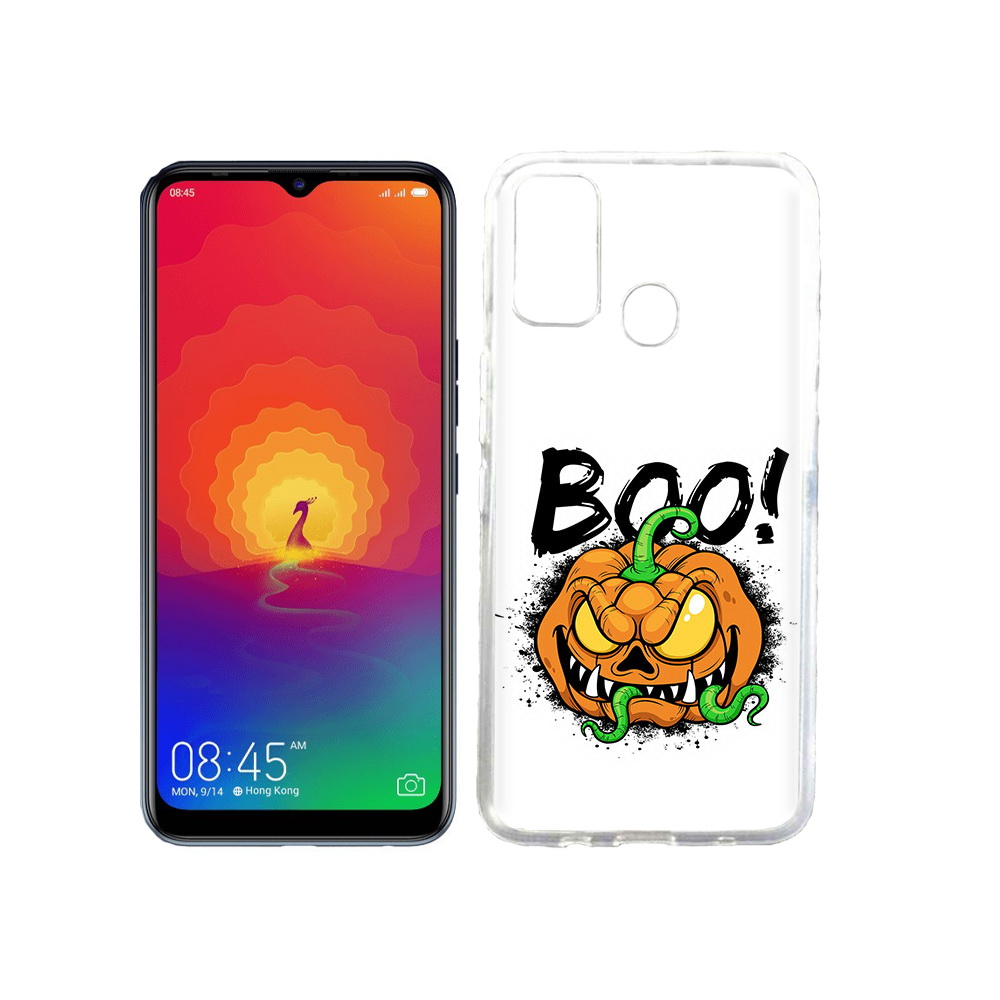 

Чехол MyPads Tocco для Tecno Spark 4 Хэллоуин бу, Прозрачный, Tocco