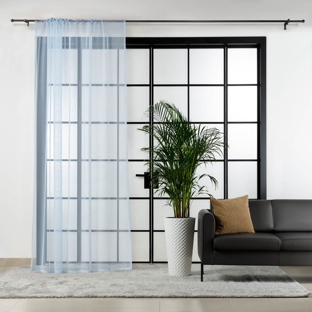 Тюль, на ленте, цвет светло-голубой, 200х280 см, 1 шт.