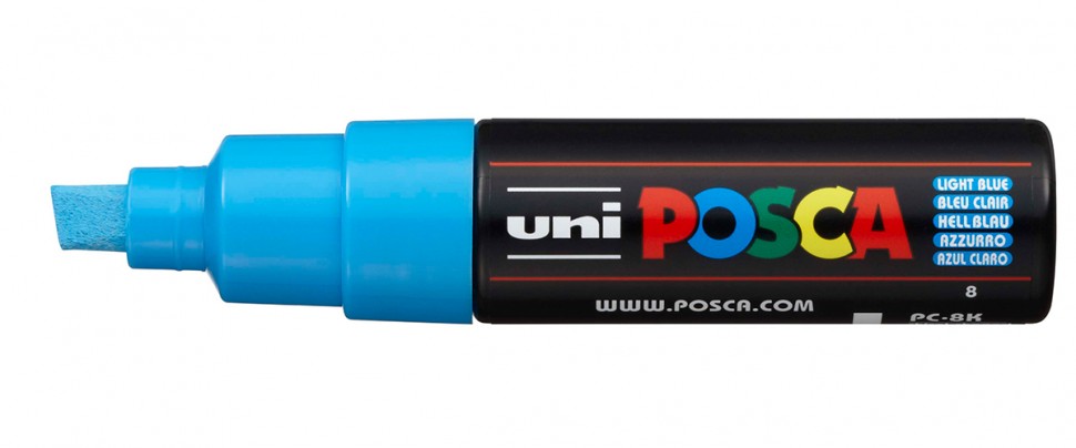 Маркер Uni POSCA PC-8K 8мм скошенный (голубой (light blue) 8)