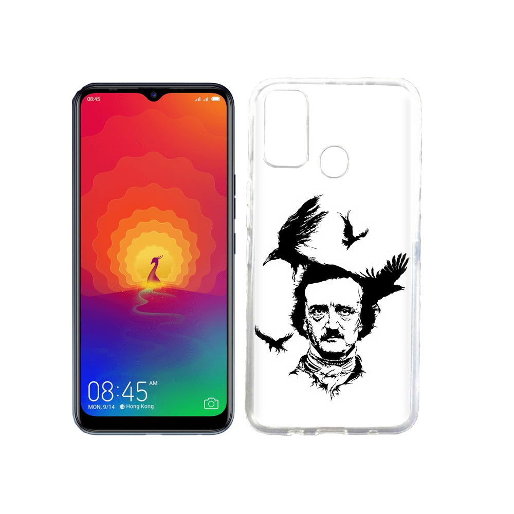 

Чехол MyPads Tocco для Tecno Spark 4 Эдгар Аллан черно белый, Прозрачный, Tocco